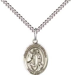 [9317SS/18S] Sterling Silver Saint Anthony of Egypt Pendant on a 18 inch Light Rhodium Light Curb chain