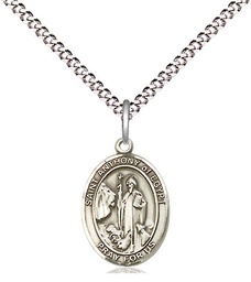 [9317SS/18S] Sterling Silver Saint Anthony of Egypt Pendant on a 18 inch Light Rhodium Light Curb chain