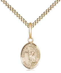 [9318GF/18G] 14kt Gold Filled Saint Paul of the Cross Pendant on a 18 inch Gold Plate Light Curb chain