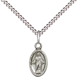 [4121SSS/18S] Sterling Silver Scapular Pendant on a 18 inch Light Rhodium Light Curb chain