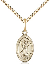 [4122CGF/18G] 14kt Gold Filled Saint Christopher Pendant on a 18 inch Gold Plate Light Curb chain
