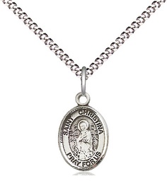 [9320SS/18S] Sterling Silver Saint Christina the Astonishing Pendant on a 18 inch Light Rhodium Light Curb chain