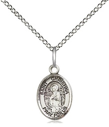 [9320SS/18SS] Sterling Silver Saint Christina the Astonishing Pendant on a 18 inch Sterling Silver Light Curb chain