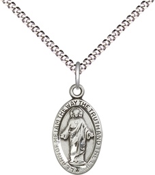 [4122SSS/18S] Sterling Silver Scapular Pendant on a 18 inch Light Rhodium Light Curb chain