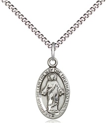 [4122SSS/18S] Sterling Silver Scapular Pendant on a 18 inch Light Rhodium Light Curb chain
