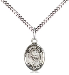 [9322SS/18S] Sterling Silver Saint Gianna Pendant on a 18 inch Light Rhodium Light Curb chain