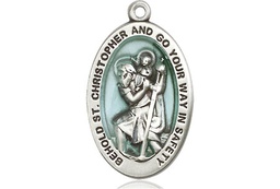 [4123ECSSY] Sterling Silver Saint Christopher Medal - With Box