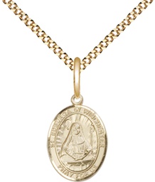 [9324GF/18G] 14kt Gold Filled Saint Edburga of Winchester Pendant on a 18 inch Gold Plate Light Curb chain