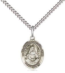 [9324SS/18S] Sterling Silver Saint Edburga of Winchester Pendant on a 18 inch Light Rhodium Light Curb chain