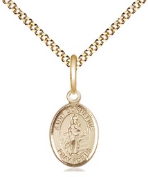 [9325GF/18G] 14kt Gold Filled Saint Cornelius Pendant on a 18 inch Gold Plate Light Curb chain