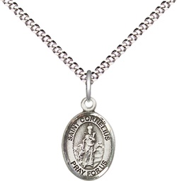 [9325SS/18S] Sterling Silver Saint Cornelius Pendant on a 18 inch Light Rhodium Light Curb chain
