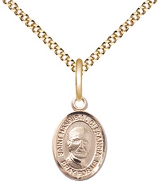 [9327GF/18G] 14kt Gold Filled Saint Hannibal Pendant on a 18 inch Gold Plate Light Curb chain