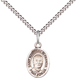 [9327SS/18S] Sterling Silver Saint Hannibal Pendant on a 18 inch Light Rhodium Light Curb chain