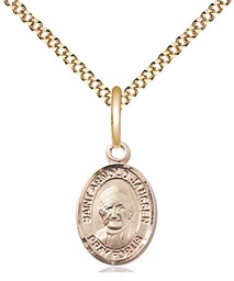 [9328GF/18G] 14kt Gold Filled Saint Arnold Janssen Pendant on a 18 inch Gold Plate Light Curb chain