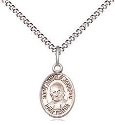 [9328SS/18S] Sterling Silver Saint Arnold Janssen Pendant on a 18 inch Light Rhodium Light Curb chain