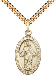 [4123SGF/24G] 14kt Gold Filled Scapular Pendant on a 24 inch Gold Plate Heavy Curb chain