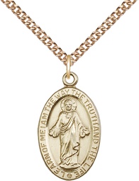 [4123SGF/24GF] 14kt Gold Filled Scapular Pendant on a 24 inch Gold Filled Heavy Curb chain