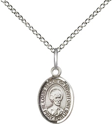 [9330SS/18SS] Sterling Silver Saint Louis Marie de Montfort Pendant on a 18 inch Sterling Silver Light Curb chain
