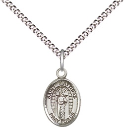 [9331SS/18S] Sterling Silver Saint Matthias the Apostle Pendant on a 18 inch Light Rhodium Light Curb chain