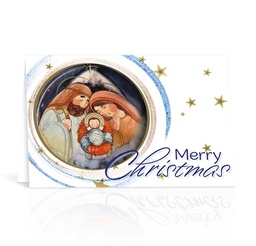 [HI-CC-8141BX] Holy Family in Circular Art Christmas Greeting Card Boxed - Christmas