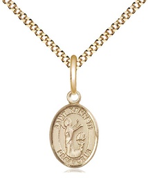 [9332GF/18G] 14kt Gold Filled Saint Kenneth Pendant on a 18 inch Gold Plate Light Curb chain