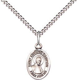 [9333SS/18S] Sterling Silver Saint Edmund Campion Pendant on a 18 inch Light Rhodium Light Curb chain