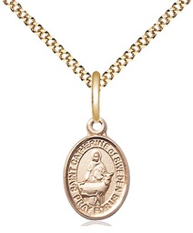 [9336GF/18G] 14kt Gold Filled Saint Catherine of Sweden Pendant on a 18 inch Gold Plate Light Curb chain