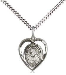 [4126SS/18S] Sterling Silver Scapular Pendant on a 18 inch Light Rhodium Light Curb chain