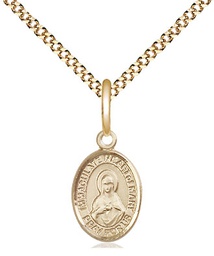 [9337GF/18G] 14kt Gold Filled Immaculate Heart of Mary Pendant on a 18 inch Gold Plate Light Curb chain