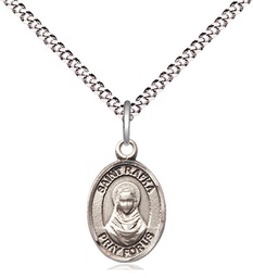 [9338SS/18S] Sterling Silver Saint Rafka Pendant on a 18 inch Light Rhodium Light Curb chain