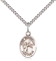 [9339SS/18S] Sterling Silver Saint Nimatullah Pendant on a 18 inch Light Rhodium Light Curb chain