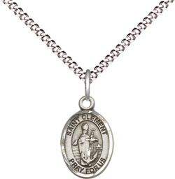 [9340SS/18S] Sterling Silver Saint Clement Pendant on a 18 inch Light Rhodium Light Curb chain