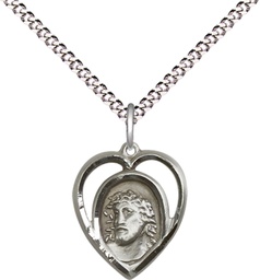 [4131SS/18S] Sterling Silver Ecce Homo Pendant on a 18 inch Light Rhodium Light Curb chain