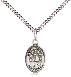 [9341SS/18S] Sterling Silver Saint Felicity Pendant on a 18 inch Light Rhodium Light Curb chain