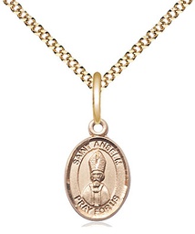 [9342GF/18G] 14kt Gold Filled Saint Anselm of Canterbury Pendant on a 18 inch Gold Plate Light Curb chain