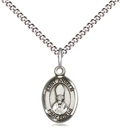 [9342SS/18S] Sterling Silver Saint Anselm of Canterbury Pendant on a 18 inch Light Rhodium Light Curb chain