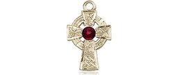 [4133GF-STN1] 14kt Gold Filled Celtic Cross Medal with a 3mm Garnet Swarovski stone