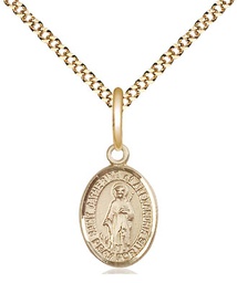 [9343GF/18G] 14kt Gold Filled Saint Catherine of Alexandria Pendant on a 18 inch Gold Plate Light Curb chain