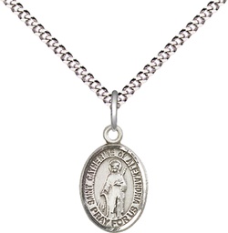 [9343SS/18S] Sterling Silver Saint Catherine of Alexandria Pendant on a 18 inch Light Rhodium Light Curb chain