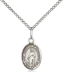 [9343SS/18SS] Sterling Silver Saint Catherine of Alexandria Pendant on a 18 inch Sterling Silver Light Curb chain