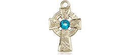 [4133GF-STN12] 14kt Gold Filled Celtic Cross Medal with a 3mm Zircon Swarovski stone