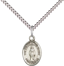 [9345SS/18S] Sterling Silver Virgin of the Globe Pendant on a 18 inch Light Rhodium Light Curb chain