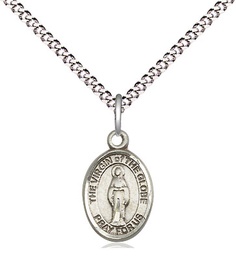 [9345SS/18S] Sterling Silver Virgin of the Globe Pendant on a 18 inch Light Rhodium Light Curb chain