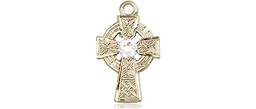 [4133GF-STN4] 14kt Gold Filled Celtic Cross Medal with a 3mm Crystal Swarovski stone