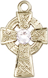 [4133GF-STN4] 14kt Gold Filled Celtic Cross Medal with a 3mm Crystal Swarovski stone