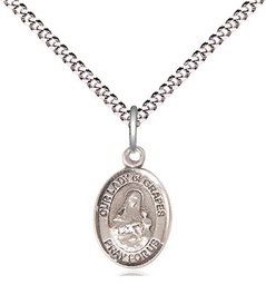 [9347SS/18S] Sterling Silver Our Lady of Grapes Pendant on a 18 inch Light Rhodium Light Curb chain