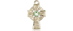 [4133GF-STN8] 14kt Gold Filled Celtic Cross Medal with a 3mm Peridot Swarovski stone