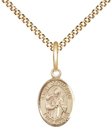 [9351GF/18G] 14kt Gold Filled Saint Januarius Pendant on a 18 inch Gold Plate Light Curb chain