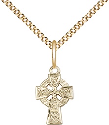 [4133GF/18G] 14kt Gold Filled Celtic Cross Pendant on a 18 inch Gold Plate Light Curb chain