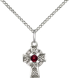 [4133SS-STN1/18SS] Sterling Silver Celtic Cross Pendant with a 3mm Topaz Swarovski stone on a 18 inch Sterling Silver Light Curb chain